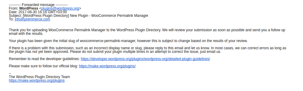 thank you for uploading email from wordpress