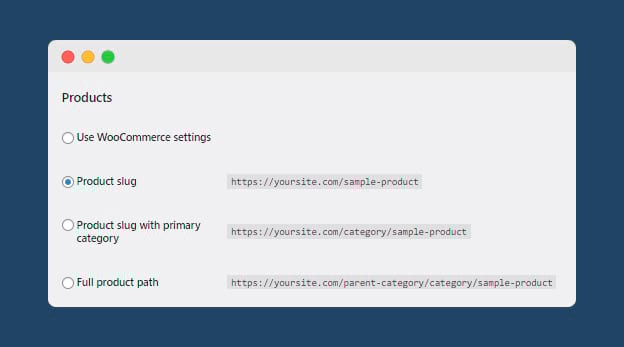 Set product slug options