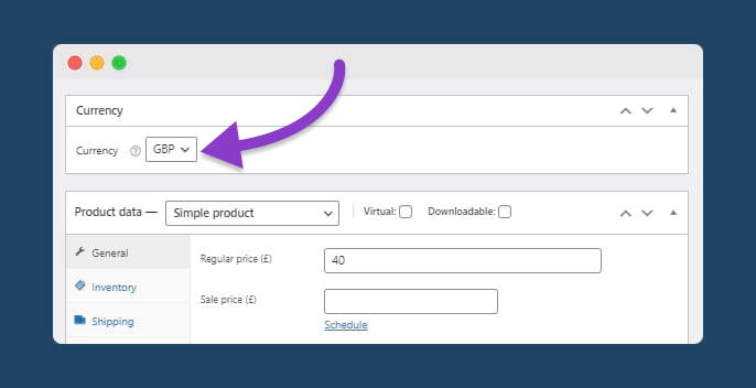 Set individual product base currency