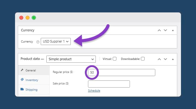 Product price set in internal currency (back-end)