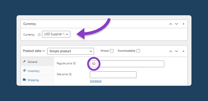 Set product price in supplier currency