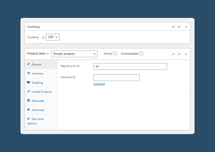 Apply a default currency to a product in the store back-end