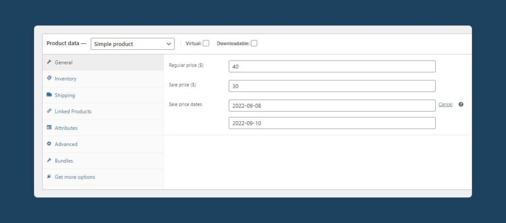 Schedule sale using default WooCommerce options