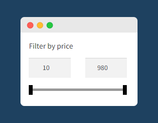 The WooCommerce Product Filter price slider on the front end of a WooCommerce store.