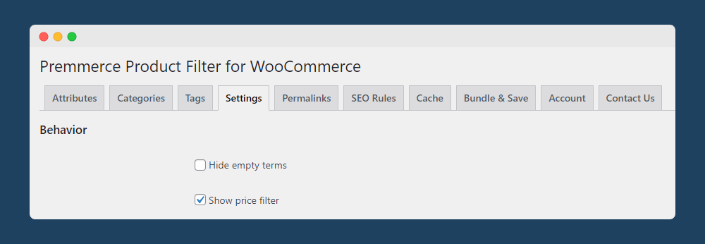 Display a price filter using WooCommerce Product Filter