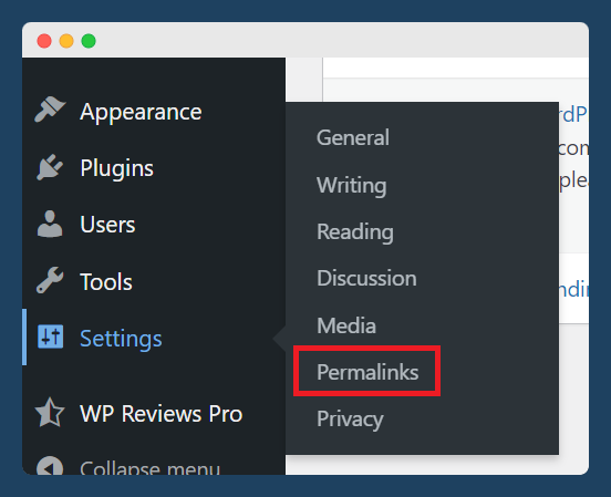 WordPress permalink settings