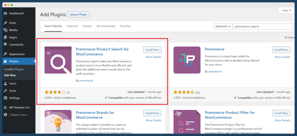 Add the WooCommerce Product Search plugin to your WordPress site.