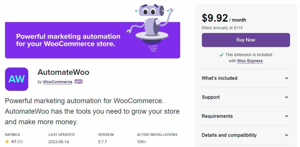 AutomateWoo’s plugin page