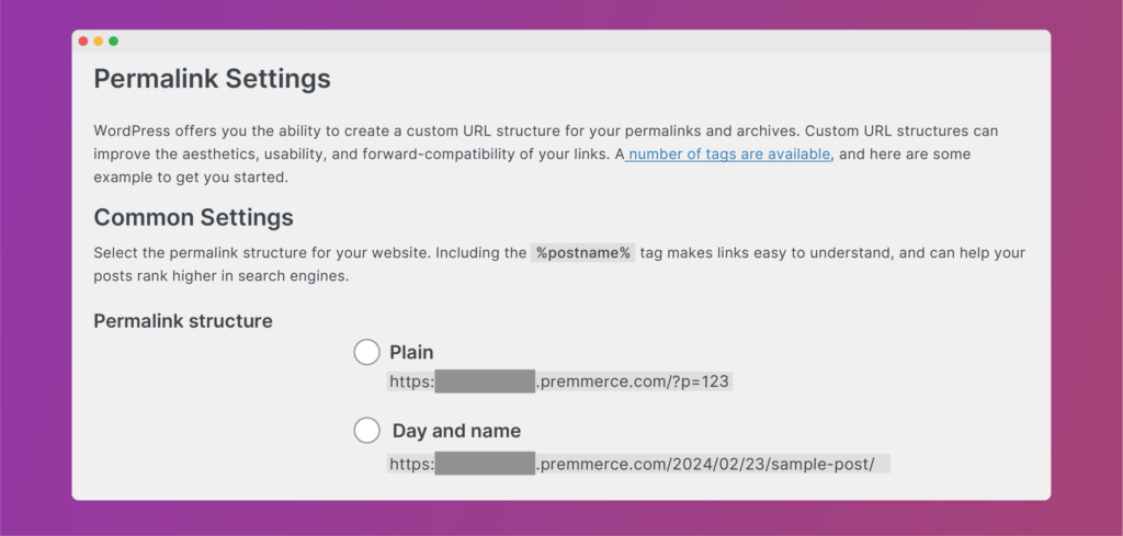 The permalink settings you will find in WooCommerce.