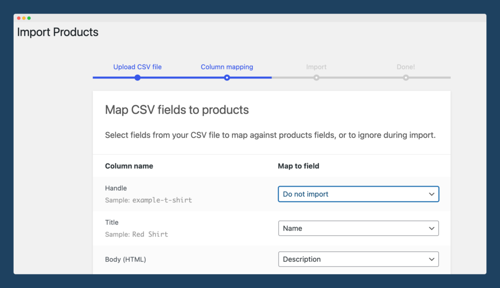Use the CSV importer tool to map the data from your file against the product fields. 