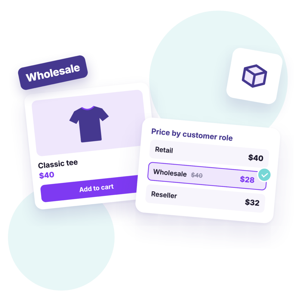 A product with retail, wholesale and reseller prices, the wholesale price selected